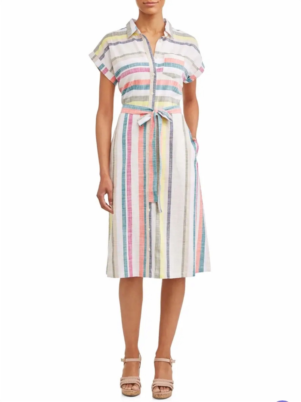 Time and Tru Multi Color Striped Shirtdress. Size: Small